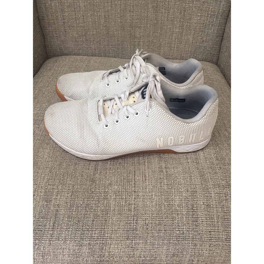 NOBULL White SuperFabric Trainer Mens 12.5 Gum Outsole Low Top Sneakers